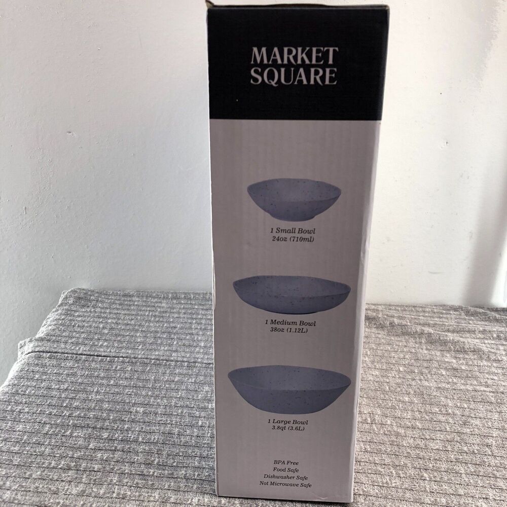 3 Pack Market Square Stoneware Dinnerware Set Bowls Dinner /Salad Plates - Picture 9 of 10